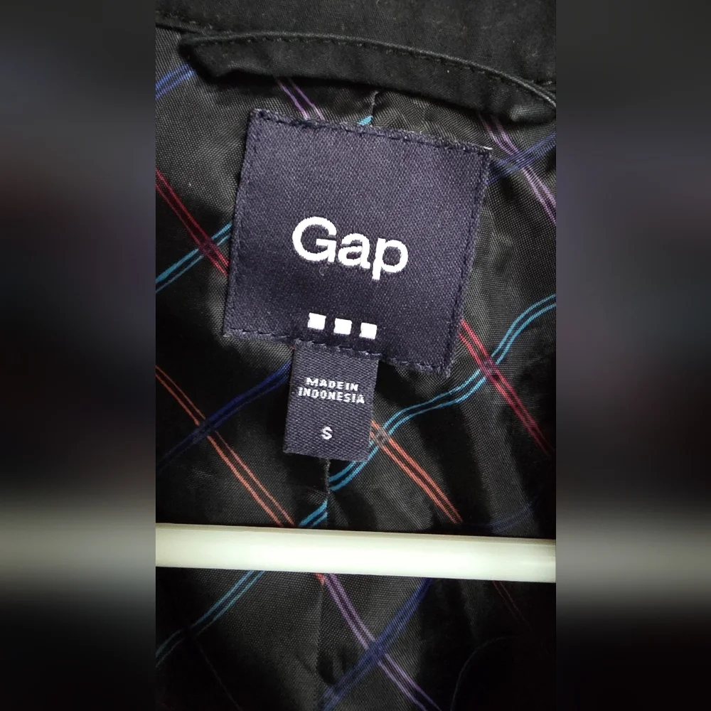 Gap Black Double Breasted Trench Coat Mid Length Lightweight Classic Chic Small